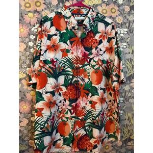 Caribbean Isle Breeze Performance Mens XLT Tropical Pineapple Fruit Floral Shirt